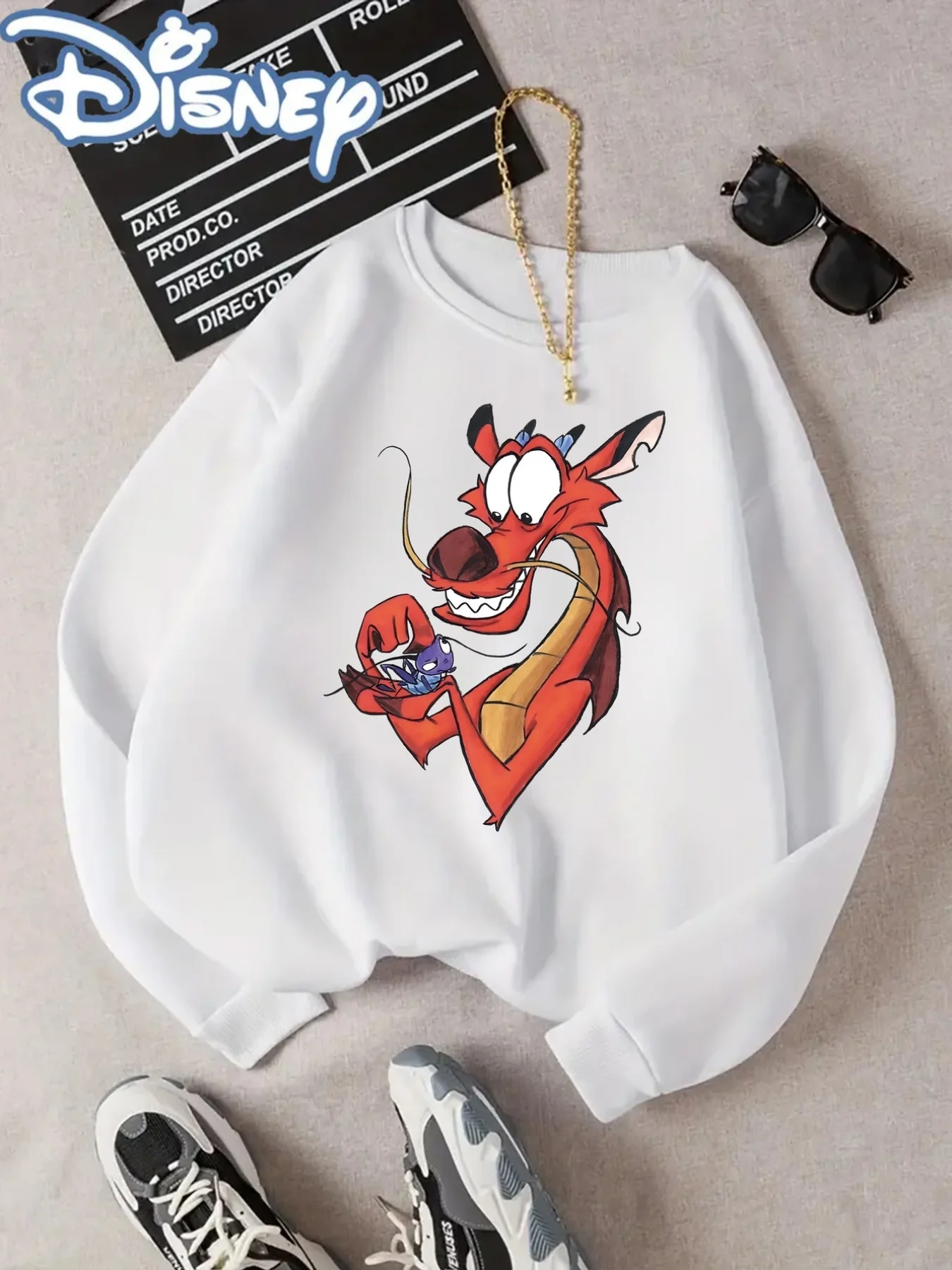 ديزني مولان موشو التنين الأحمر البلوز المرأة الرجال سترات قطنية عالية الجودة البلوز الخريف الشتاء الصوف المتضخم بلوزات مستديرة العنق الملابس