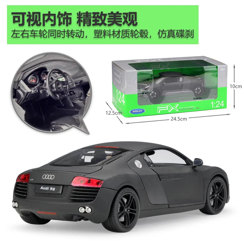 Welly 1:24 Audi R8 Automodel Diecast Gesimuleerde Legering Audi Sportwagen Modellen Volwassen Verzamelbare Ornamenten Decor Jongen Kerstspeelgoed