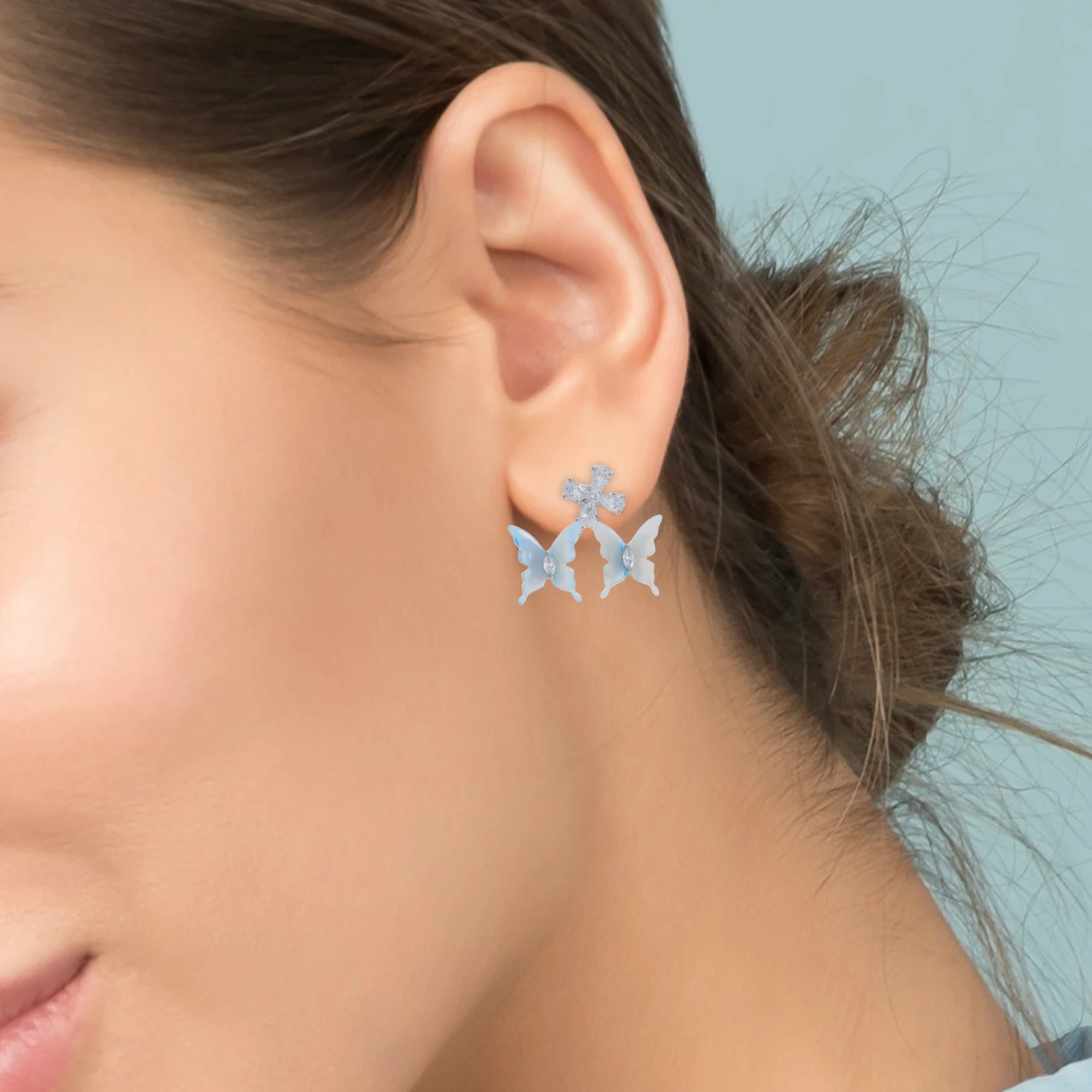 

Butterfly Earrings Jewelry Colored Zircon Stud for Women Sweet Acrylic