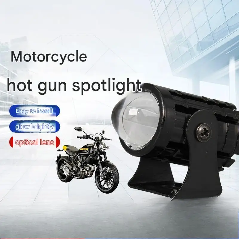 

LED Mini Cannon Motorcycle Spotlight Dual Color High Low Beam Integrated Headlight for Motorbike Electric Scooter Modified Lamp