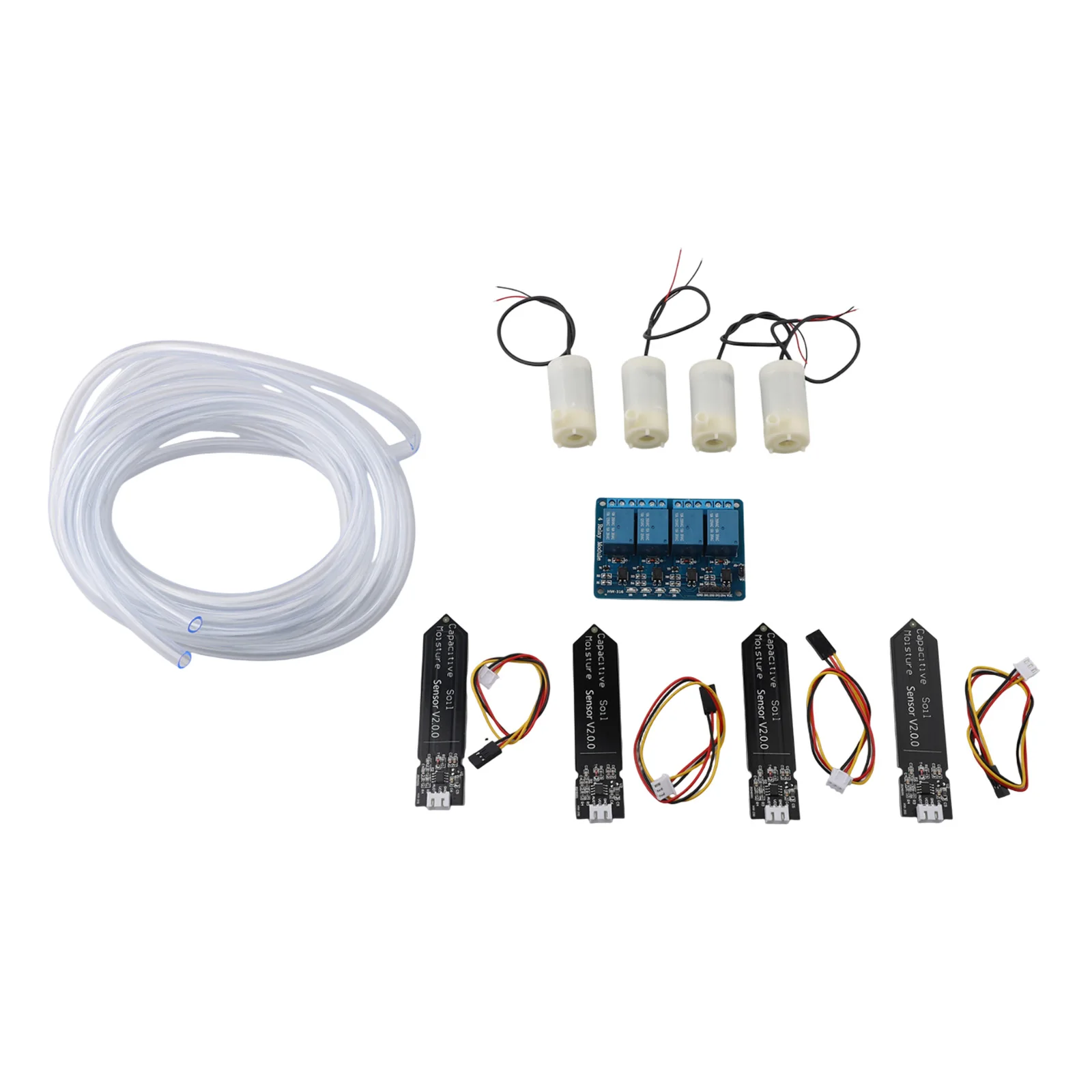 Complete Automatic Watering Set for Garden Flowers 4Way DIY Kit with Soil Moisture Sensor and Pump for Easy Operation