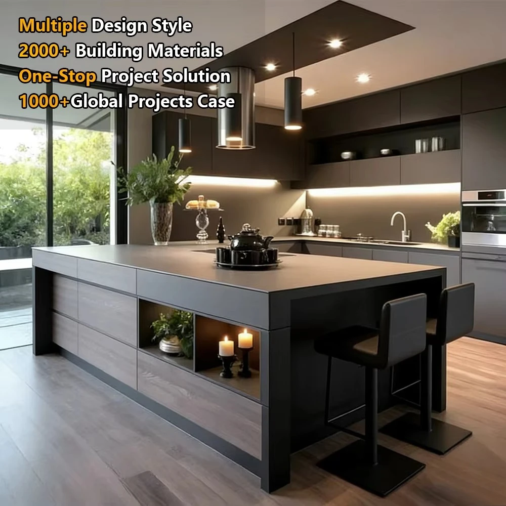 Luxury Kitchen Pantry Cabinet, Modern Wood Modular Cupboard, Armoire De Cuisine, Island Table, Ready to Assemble