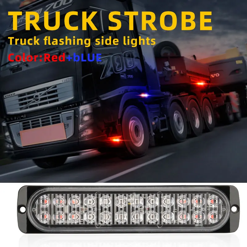 24-LED Ultraflaches Stroboskoplicht Günstiges Notfall-Warnlicht Blinkende Lichtleiste für LKW-Seitenwagen Anhänger Signalleuchte Verkehrslicht