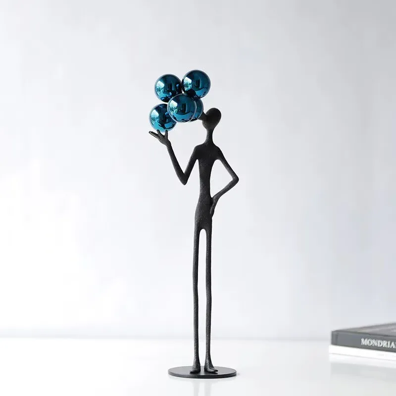 Modern room decoration, abstract sculpture art, bubble blowing character ornaments, living room entrance cabinet decorations