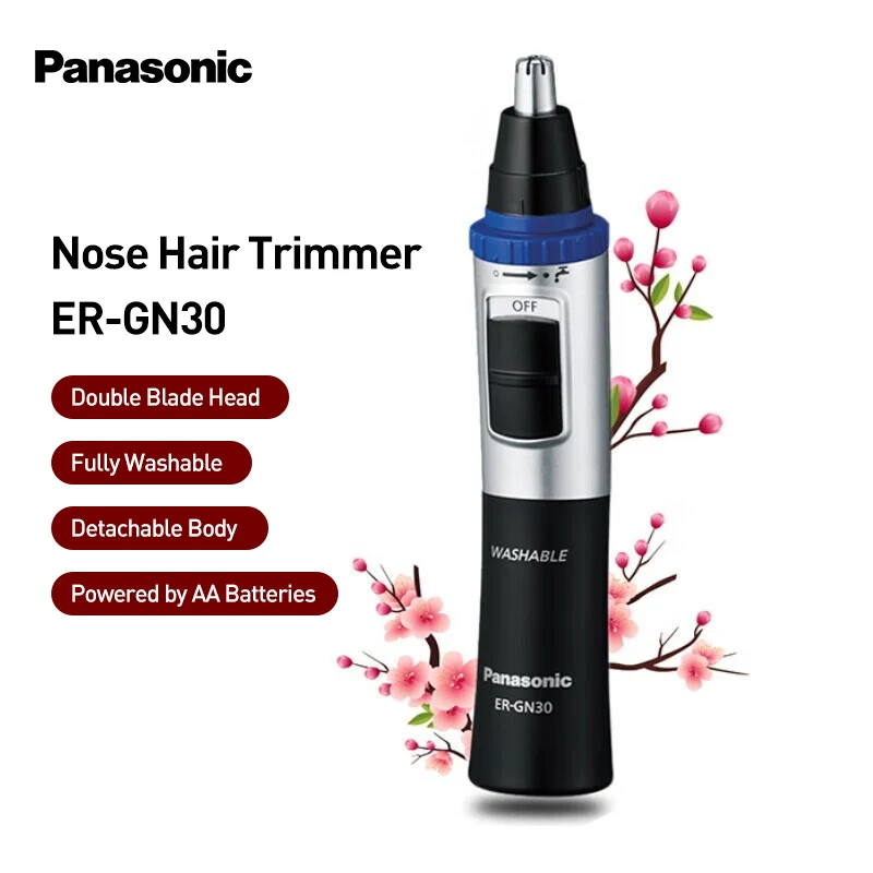 

Panasonic Nose Hair Trimmer ER-GN30 Dual-edge Blades Battery Powered Trimming Machine for Nasal Hair Ear Hair Eyebrows Beard