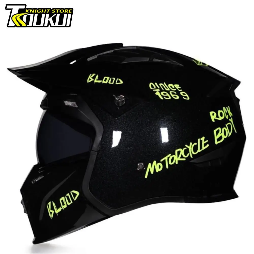 

Retro Modular Helmet Motorcycle Combination Motocross Helmet Detachable Full Face Half Helmet Open Face DOT Approved Classic