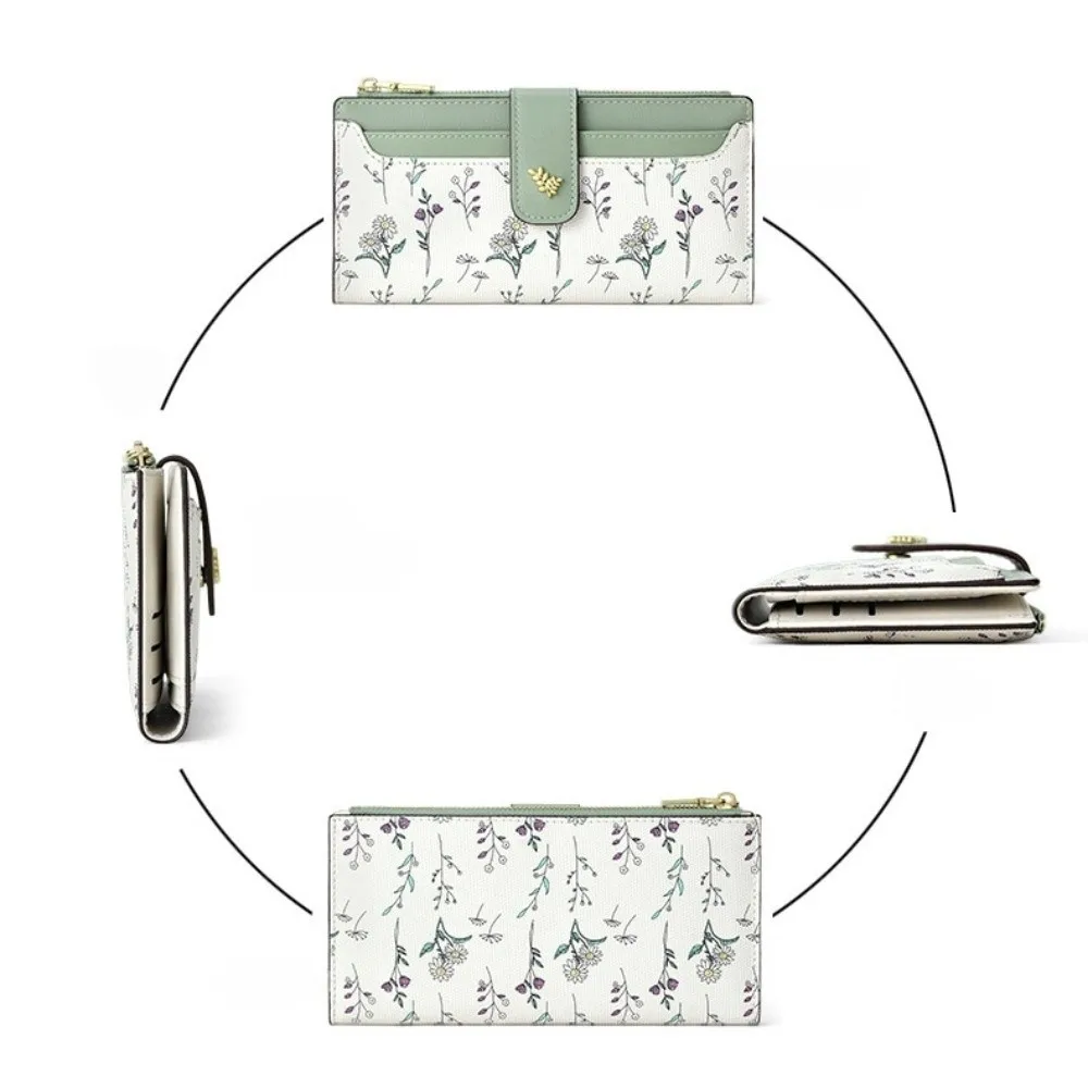 Simple Waterproof Long Folding Wallet Lightweight Handheld Money Purse Bag Zipper PU Leather Check Credit Card Bag Male