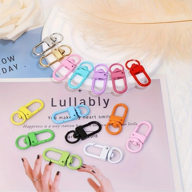 21pcs DIY Colorful Rotating Keychain Making Kit Metal Door Hook Hanger Decoration Connecting Piece Pet Rope for Handmade Jewelry