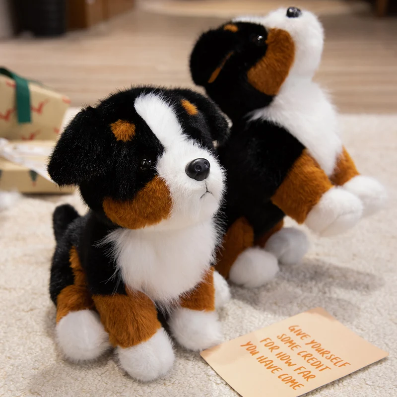 Lifelike Plush Bernese Mountain Dog Toy Stuffed Animals Soft Simulation Cute Puppy Pet Doll Children Kids Girls Lovely Gift - view 4
