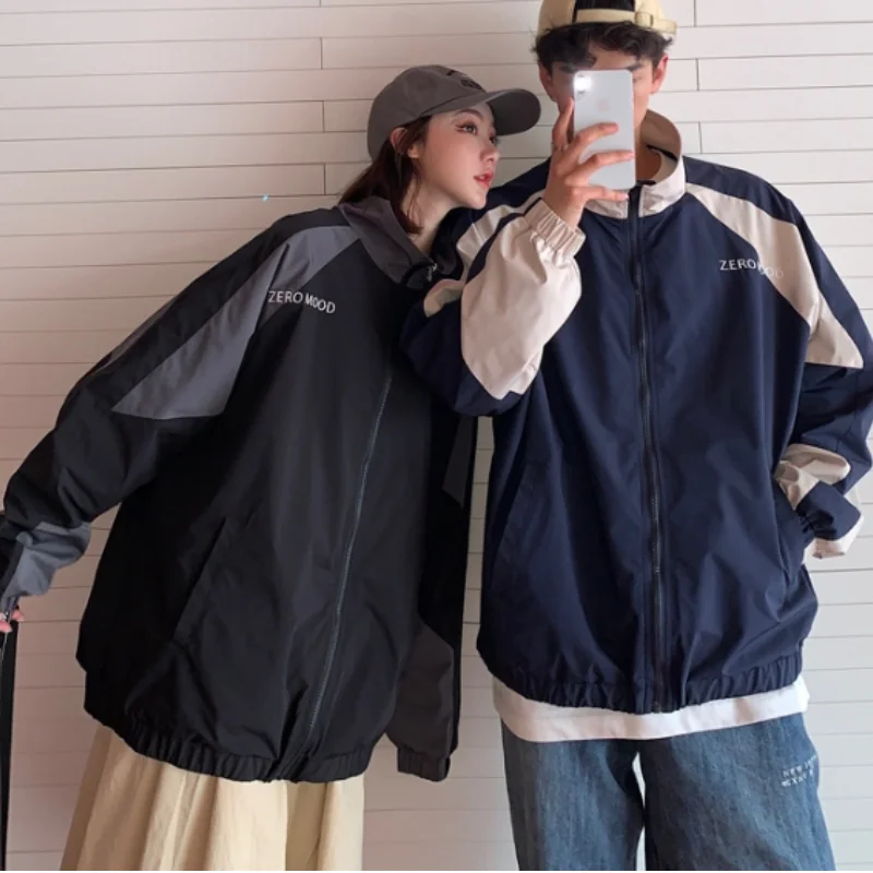 

High Street Handsome Men Jackets Spring Autumn Korean Splicing Hip Hop Couple Coat Youth Student Oversize Tops D0048