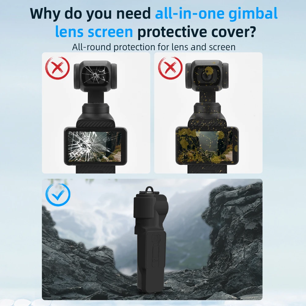 BRDRC Pocket 3 Funda protectora de pantalla DJI Osmo Pocket 3 Accesorios Tapa de lente de cámara portátil Estuche rígido con forro suave