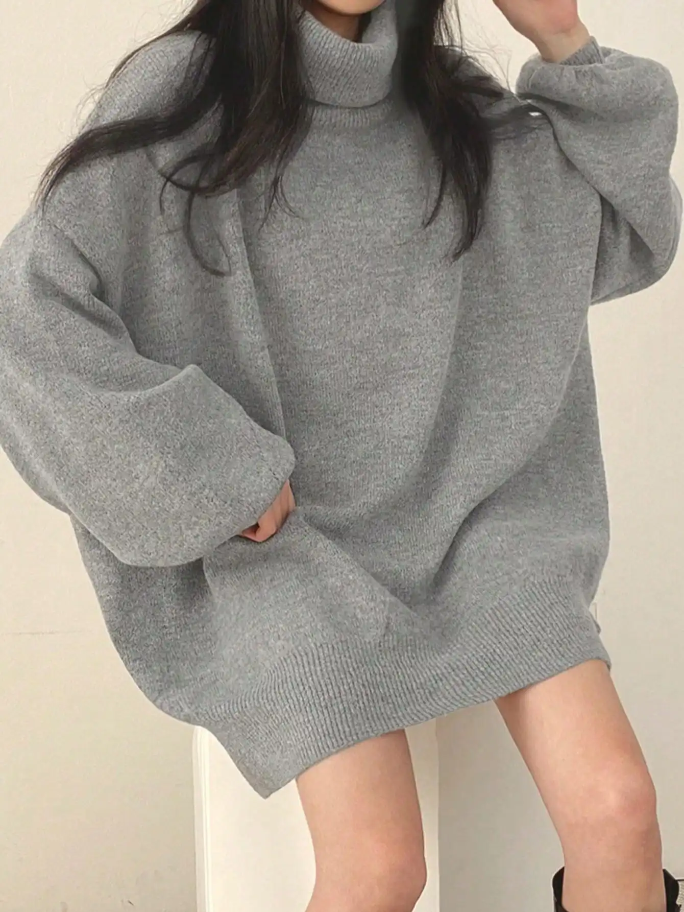 2024Chic Dongdaemun New Autumn and Winter Long Sleeve Turtleneck Loose Women's Sweater