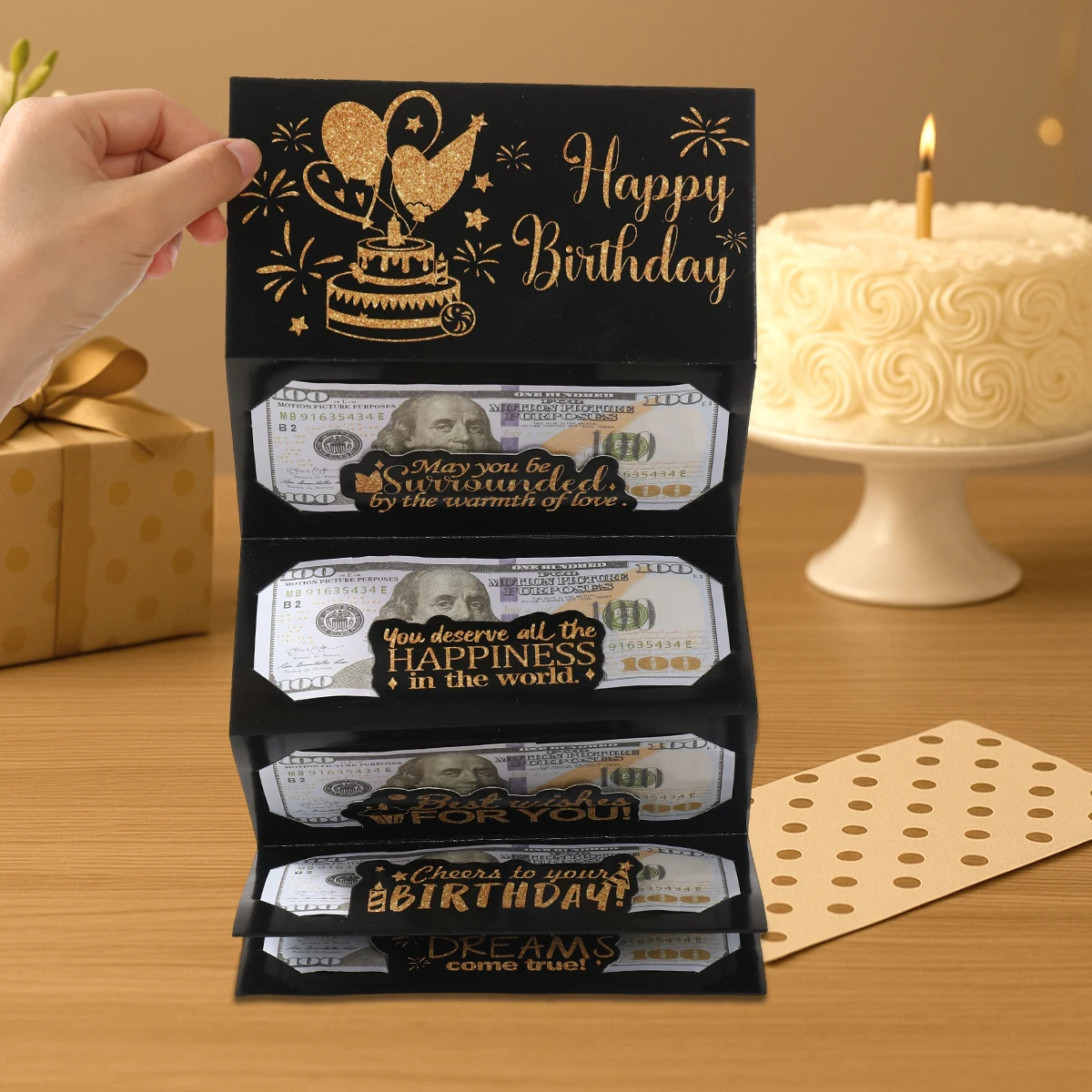 Geburtstagsgeschenk-Geldbörse mit Grußkarte, Kreative Geburtstags-Faltbare Geldumschläge, Roter Umschlag für Kinder – Detail 18