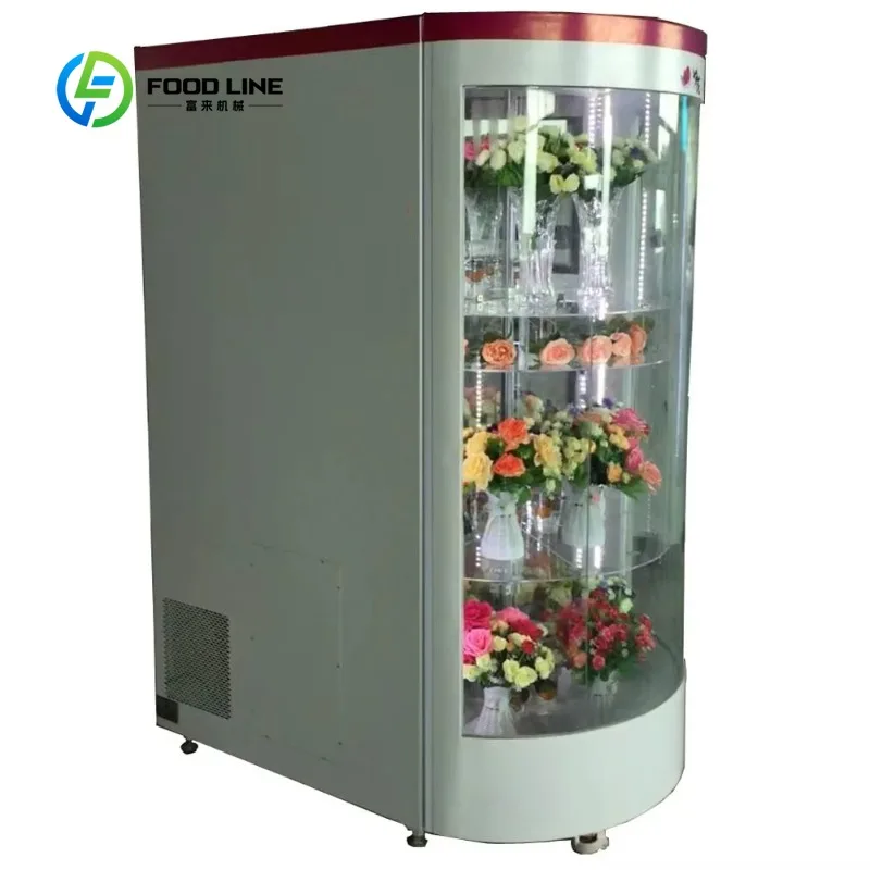 Customized Flower Vending Cart With Credit Card Payment Unmanned Shopping Machine No Workers Selling For Business Commercial Use