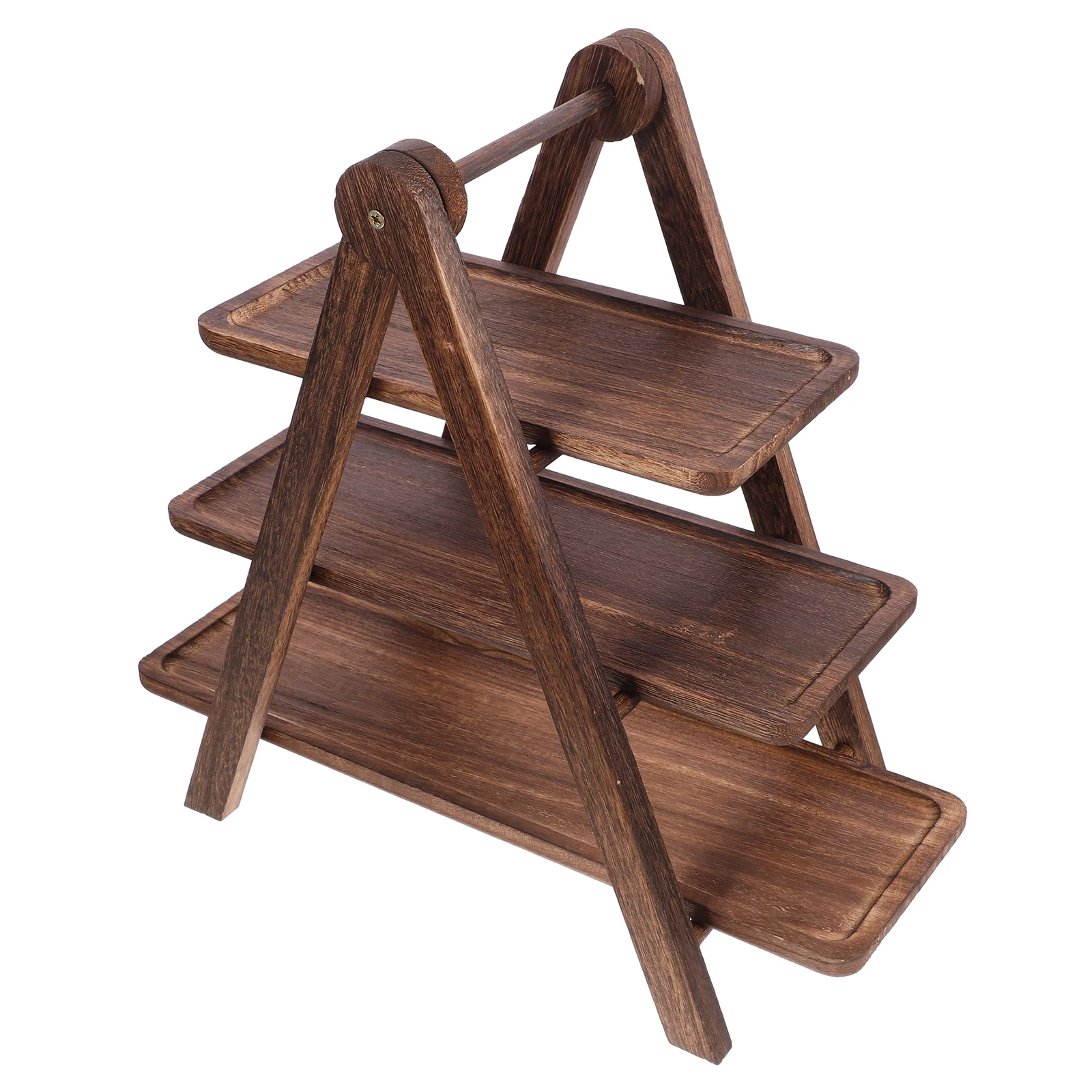 

3 Tier Wooden Storage Rack Foldable Kitchen Organizer For Food Prep Fruits Vegetables Multi-Layer Dish Serving Tray Hotpot Side