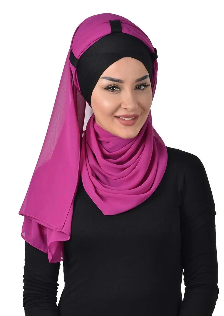 Selendang Hitam Sifon Katun Combed