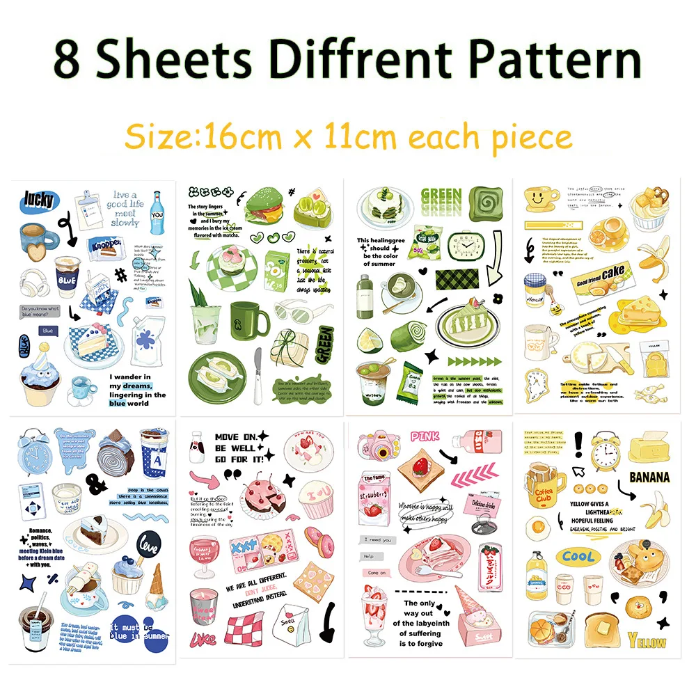 8 Sheets/Set Cartoon PVC Stickers for Kids DIY Luggage Phone Laptop Cup Notebook Decoration Waterproof Sticker