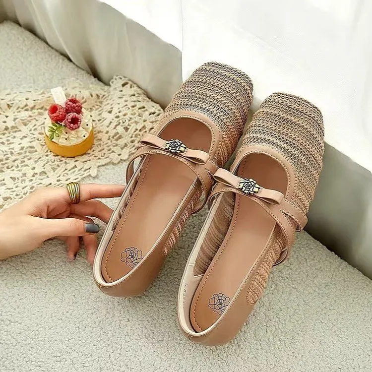 Fashionable Shallow New 2026 Hot Mary Jane Shoes French Spring Summer Flats Mesh Women's Shoes