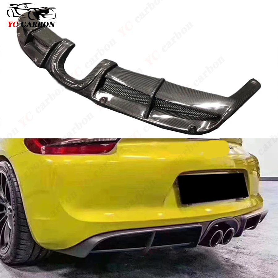 Carbon Fiber Rear Diffuser FRP For Porsche Cayman Boxster 981 Rear Bumper Splitter Lip Diffuser Cover Trim Body Kit