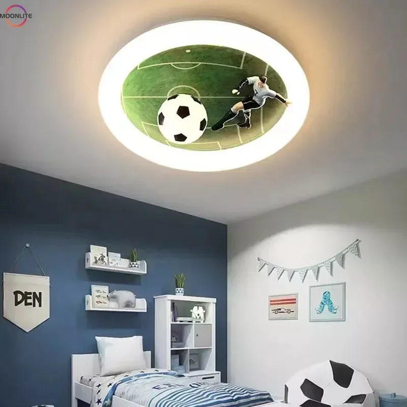 Children's Ceiling Light, Boys Bedroom Light, Circular Football Shooting Decoration, Eye Protection Room Light, Ceiling Light