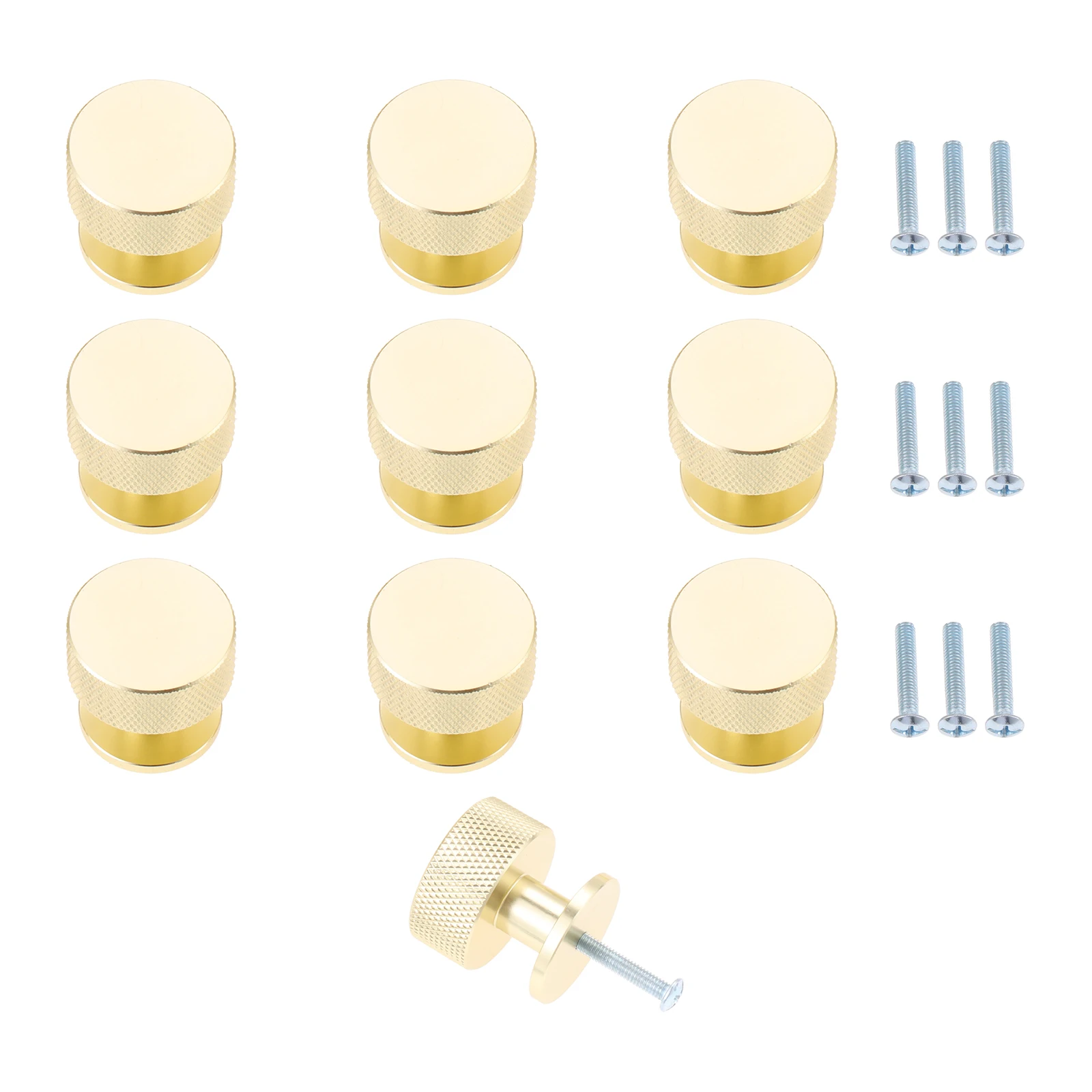 10Pcs Matte Black/Gold Cabinet Knobs Drawer Cupboard Handles with Screws Single Hole for Dresser Wardrobe Chest of Furniture