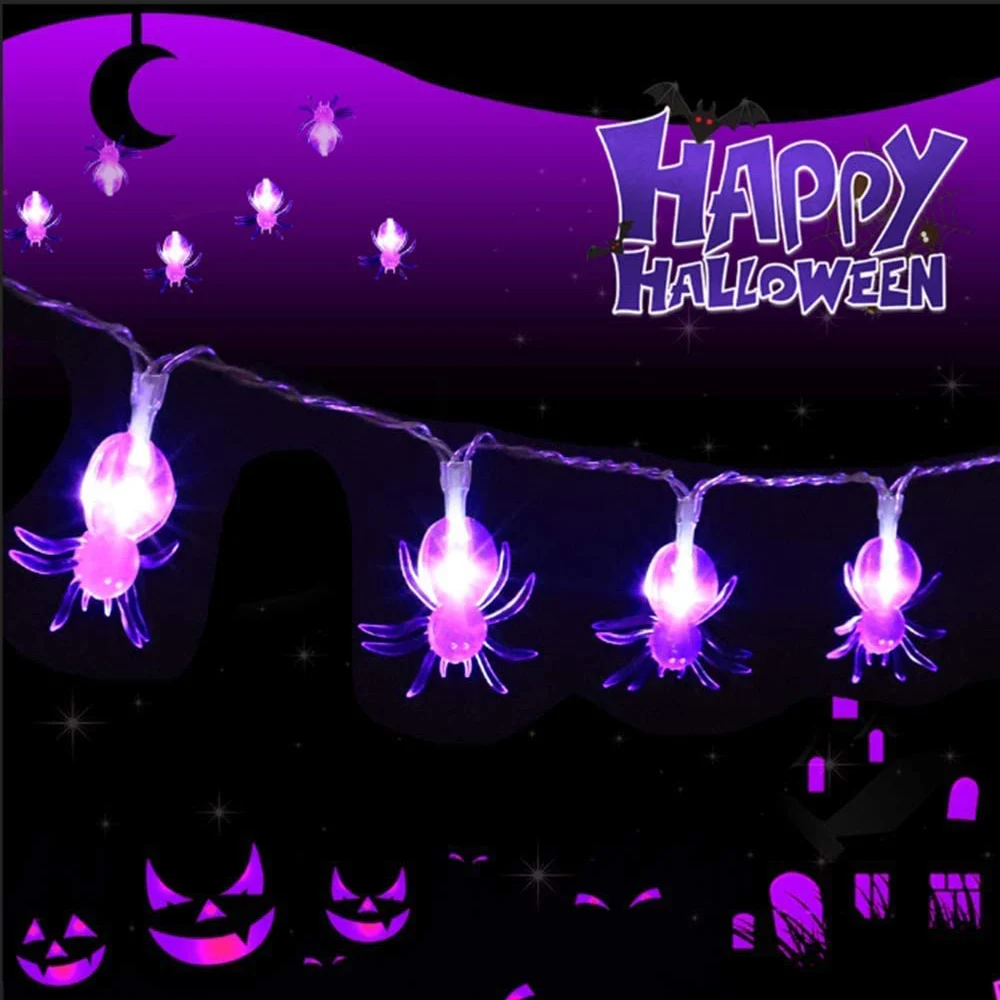Halloween Purple Spider Light String Realistic and Strong Practicability Suitable for Ball Carnival Party