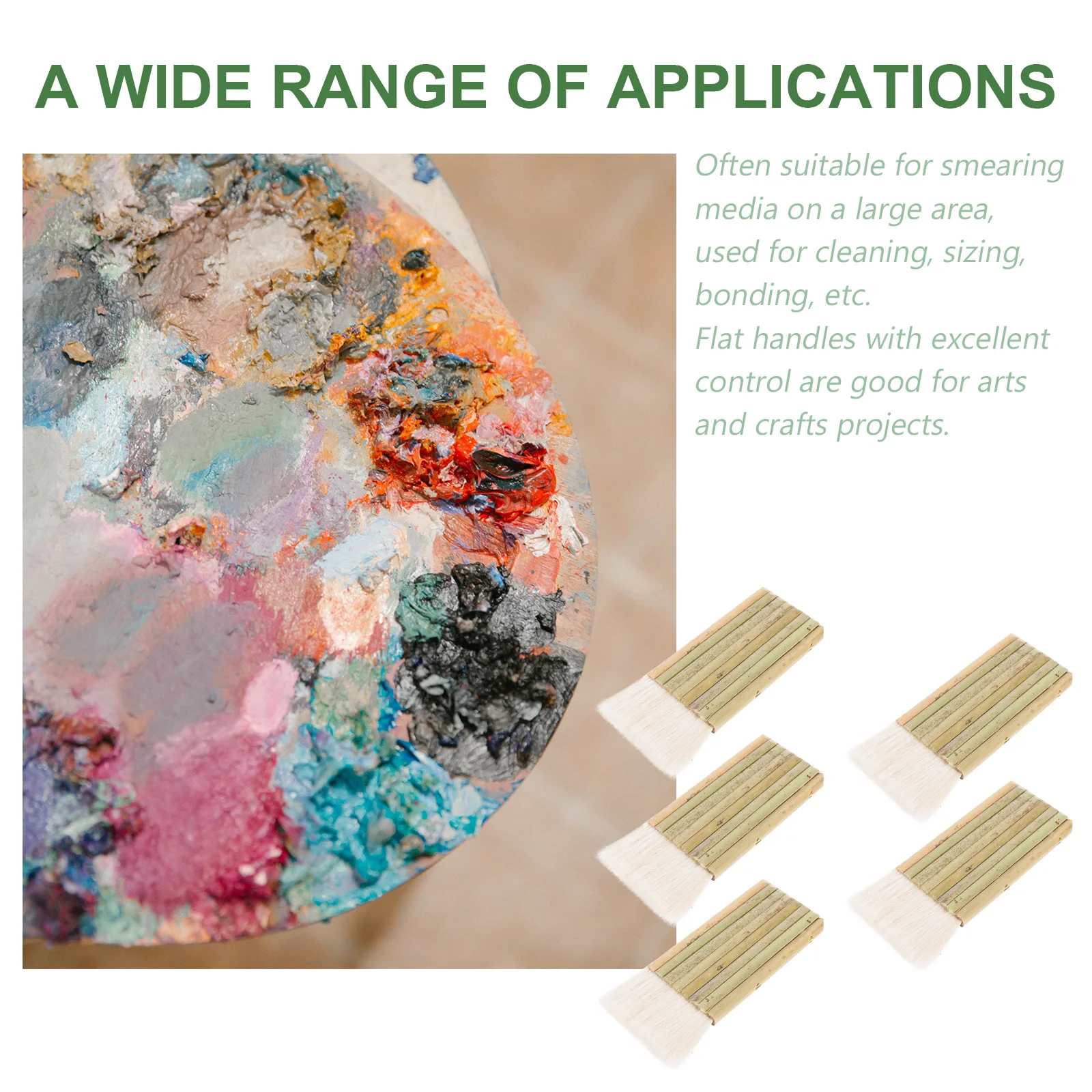 

5pcs Paint Brushes For Latex Oil Painting Wool Tip Hake Brush Wide Watercolor Painting Supplies Art Drawing Tools