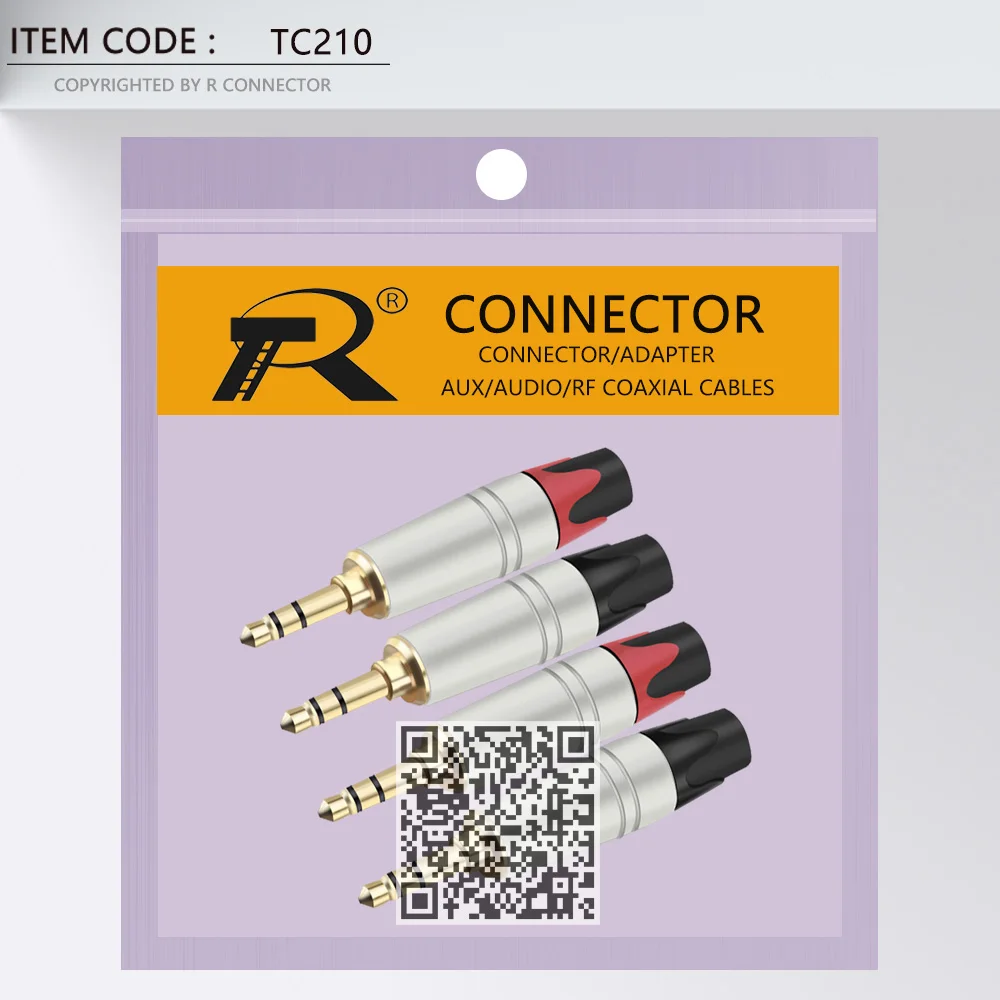8pcs/4pairs 3.5mm jack connector 3poles gold plated jack 3.5mm audio connector max. 6mm wires red + black color