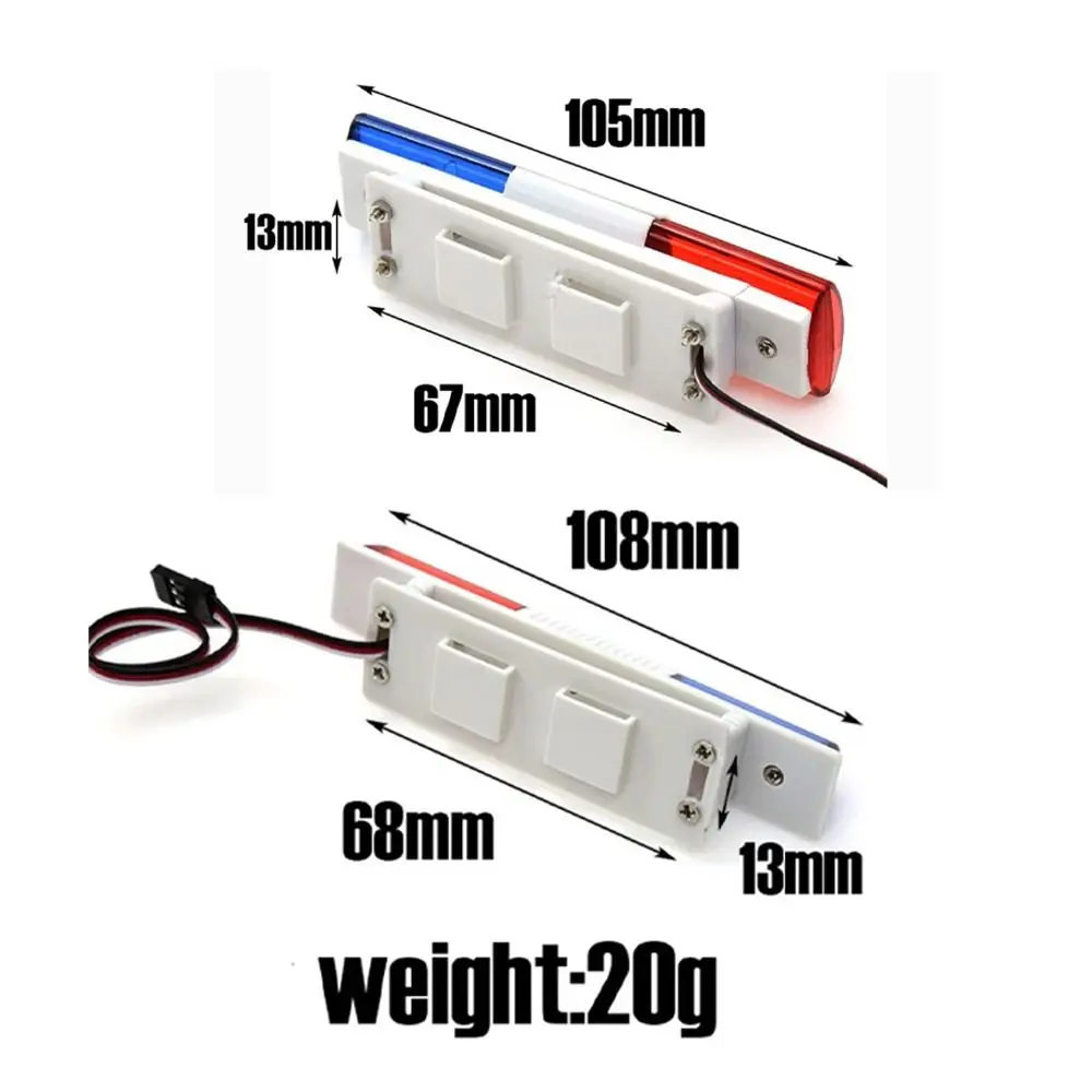Luz de Flash de policía LED 1/10, 6 modos de simulación, luces alarmantes, piezas de vehículos RC rojo y azul, accesorios de coche RC para Axial SCX10 D90