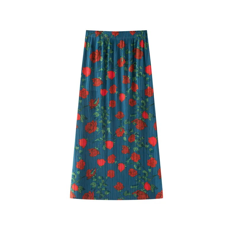 ミヤケプリーツ 春夏新作 2025 プリンセススカート プリーツ レディース プリント スリミング Aライン プラスサイズ レトロスタイル ハーフスカート