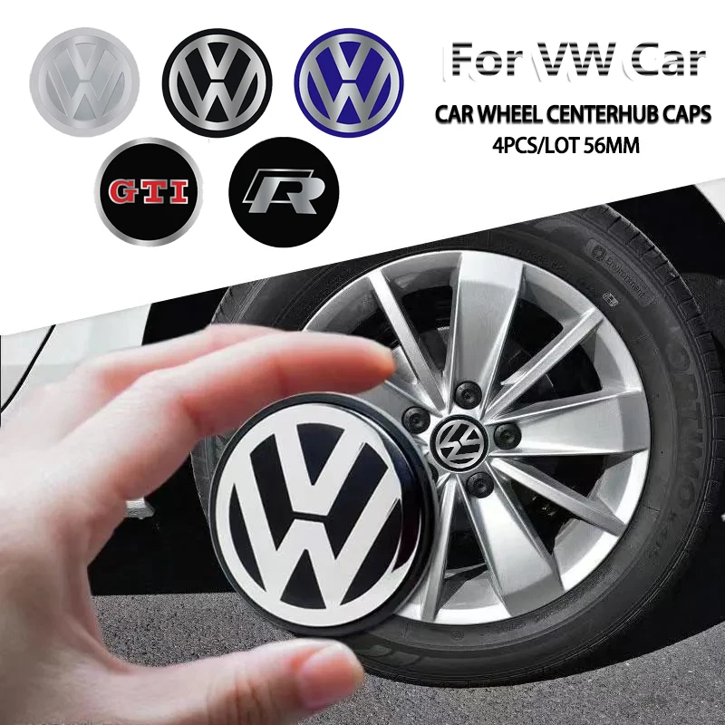 4pcs 56mm 3D Wheel Center Cover Stickers Hub Cap Auto Accessorie For Volkswagen GTI Golf Tiguan Jetta Transporter Passat T5 Polo