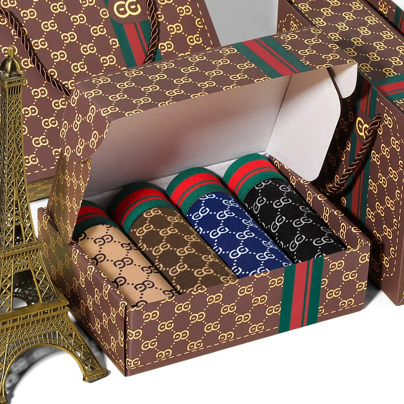 4PCS Gift Box Cotton Men\'s Luxury Design Style Breathable Comfortable Underwear Boxer Briefs