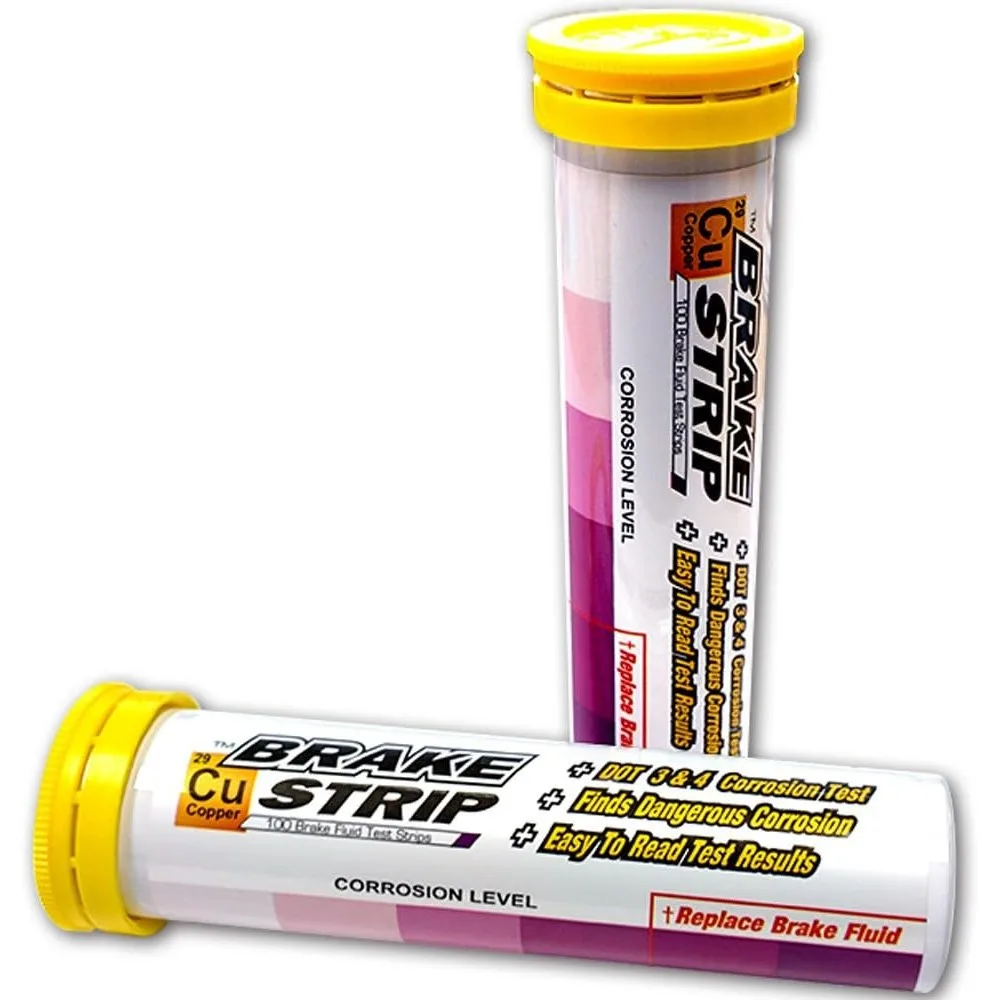 3001-B Brake Fluid Test Strips, 100 Test Strips Per Tube, BrakeStrip, FASCAR, Copper,White