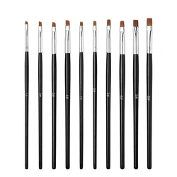 Nail Art Brush Flat Tilted Manicure Brush Nylon Hair Wooden Handle Drawing Brush for Nails Paint Gel Brush Pen Extension Design