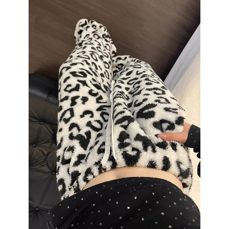 Winter-Damen-Schneewärme-Fleecehose, Designer-Patchwork-Hose mit hohem Bund für Mädchen, weite Samt-Thermohose für Frauen