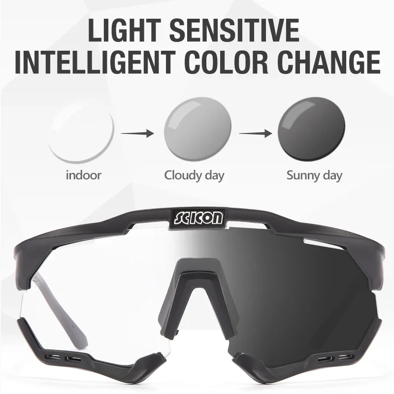 SCICON Photochromic Cycling Glasses UV400 Men MTB Cycling Goggles Outdoor Sports Bicycle Sunglasses Women Road Bike Eyewear