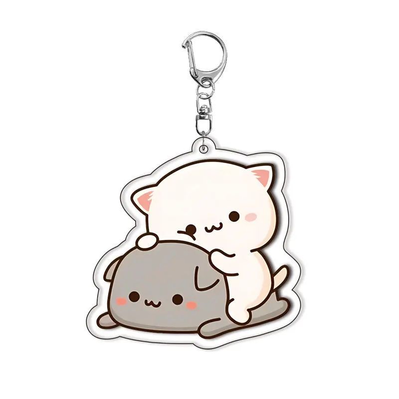 Kawaii dos desenhos animados animais padrão acrílico chaveiro casais anime acessórios saco encantos decoração jóias mochila chaveiro presente