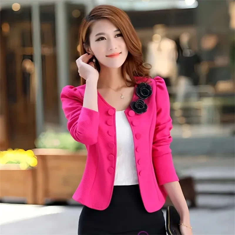 Blazer Women Long Sleeve Suit Jackets Femme Solid Black Cardigan Coat Slim Fit Business Office Lady Coat Female Work Short Top