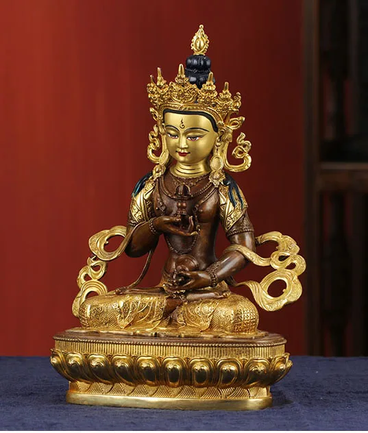 21CM large -High-grade gilding Buddha brass statue- HOME family TOP effective Tibetan Nepal Vajrasattva