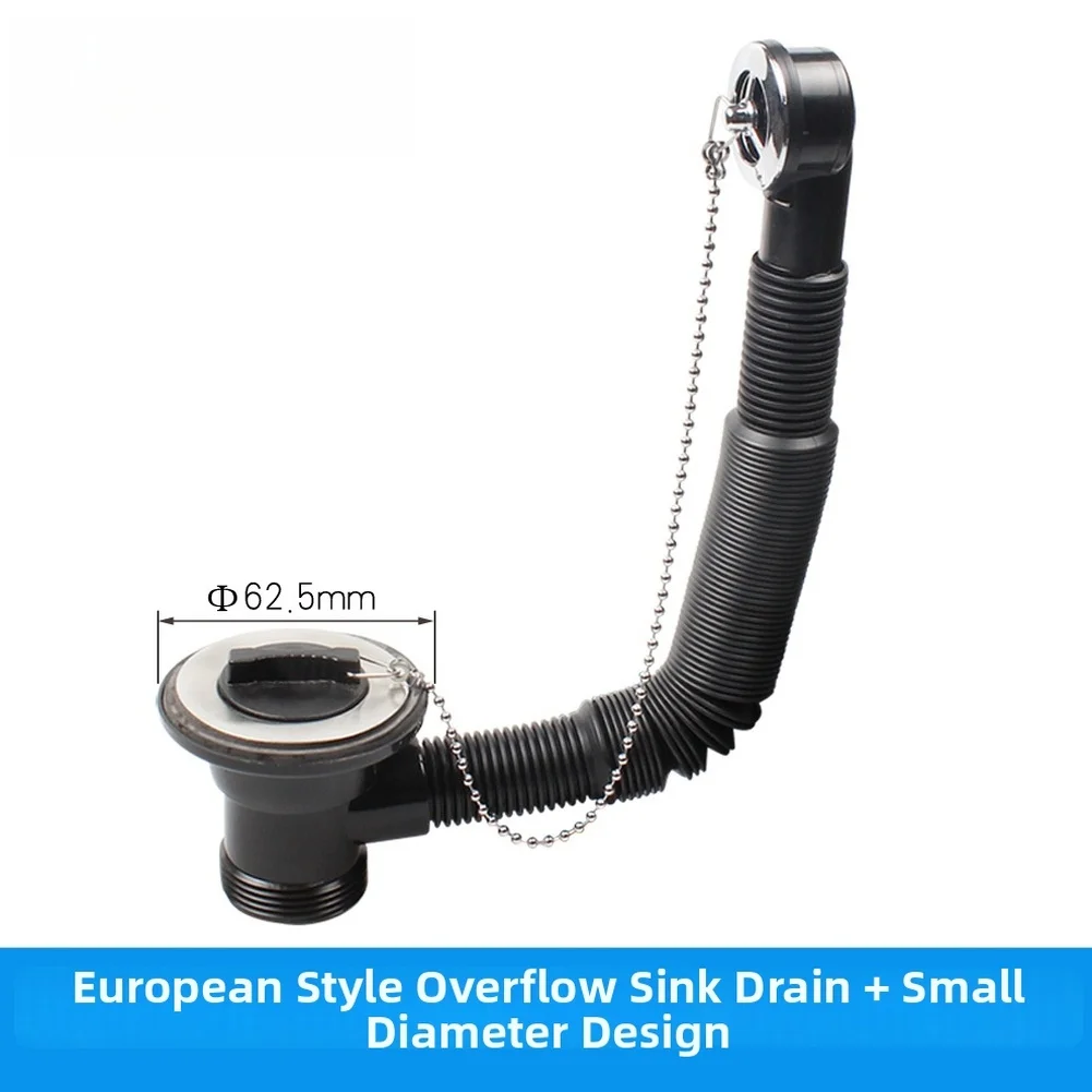 Kitchen Sink Waste And Overflow With Plug- And Chain 62.5mm For 41-50mm Drainage Openings Bathroom Kitchen Drain Accessories