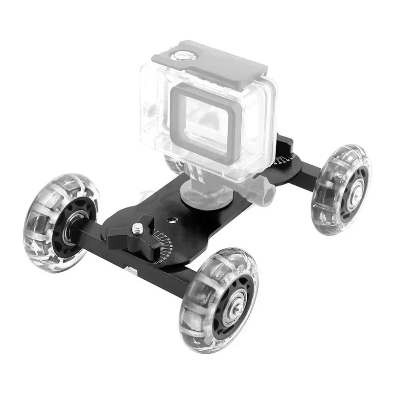 Cursore da tavolo per fotocamera Dolly Puleggia direzionale da tavolo per riprese di auto Mini stabilizzatore per auto video per fotocamera DSLR