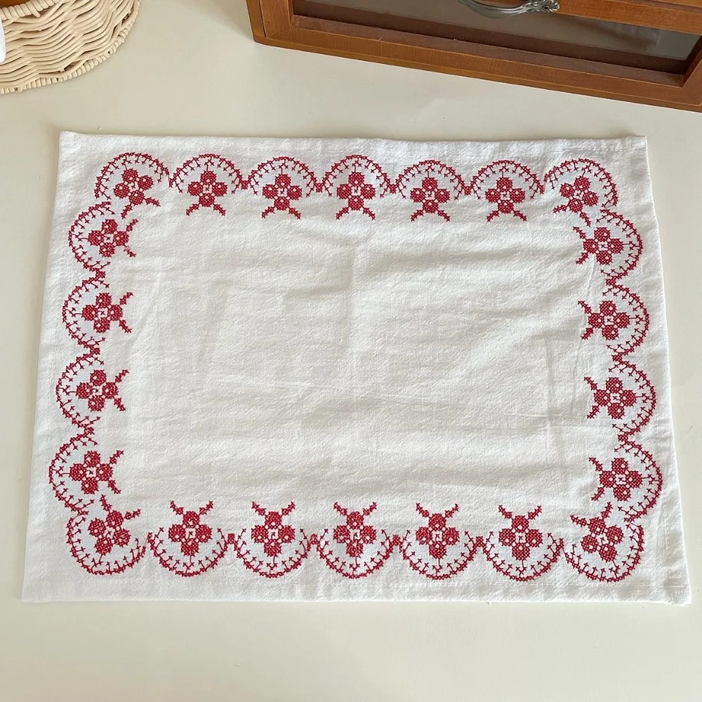 Cuisine Background Cloth Pure Cotton Retro Embroidery Meal Mat 29*37cm Exquisite Desktop Mat Simple Convenient Table Napkin Home