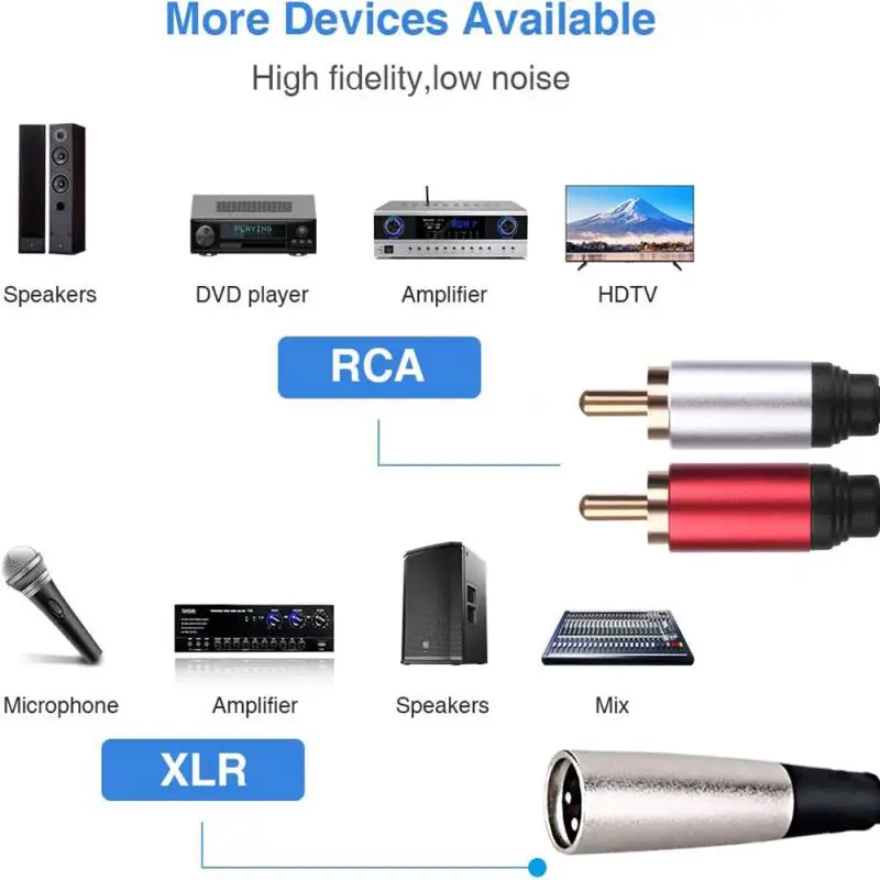 Xlr To 2rca Workmanship Gold-plated Reject Current Noise High Fidelity Stereo Accurate Measurement Xlr-rca Audio Cable 64.00g