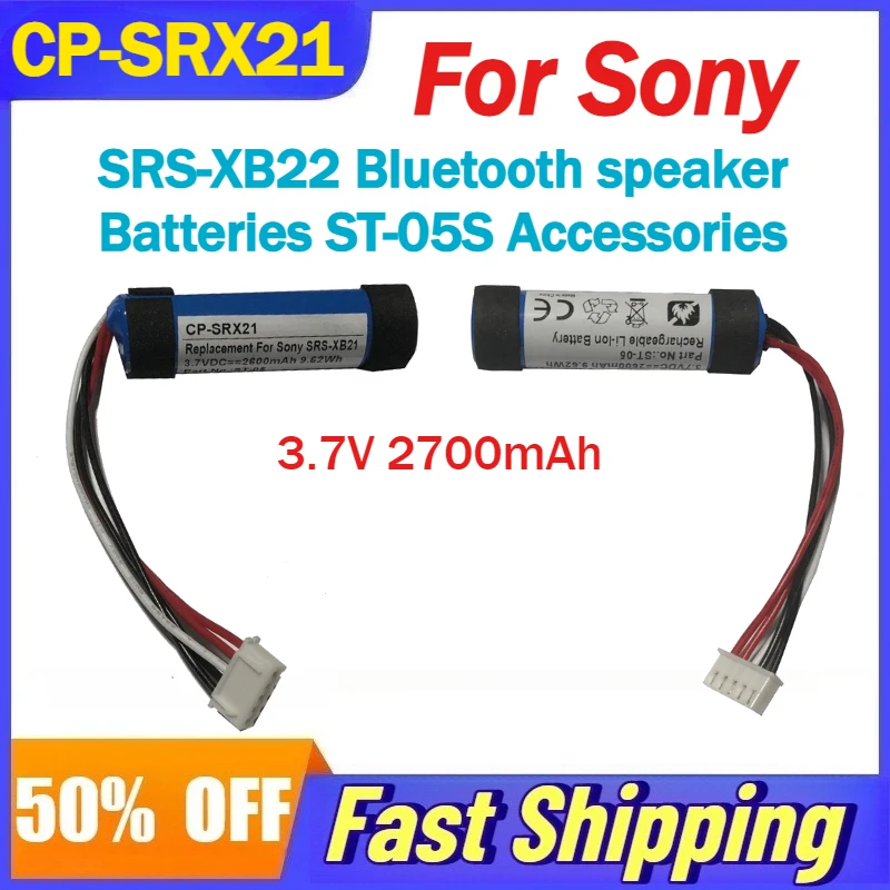 

3.7V 2700mAh CP-SRX21 Rechargeable Li-Ion Battery for Sony SRS-XB22 Bluetooth speaker Batteries ST-05S Accessories