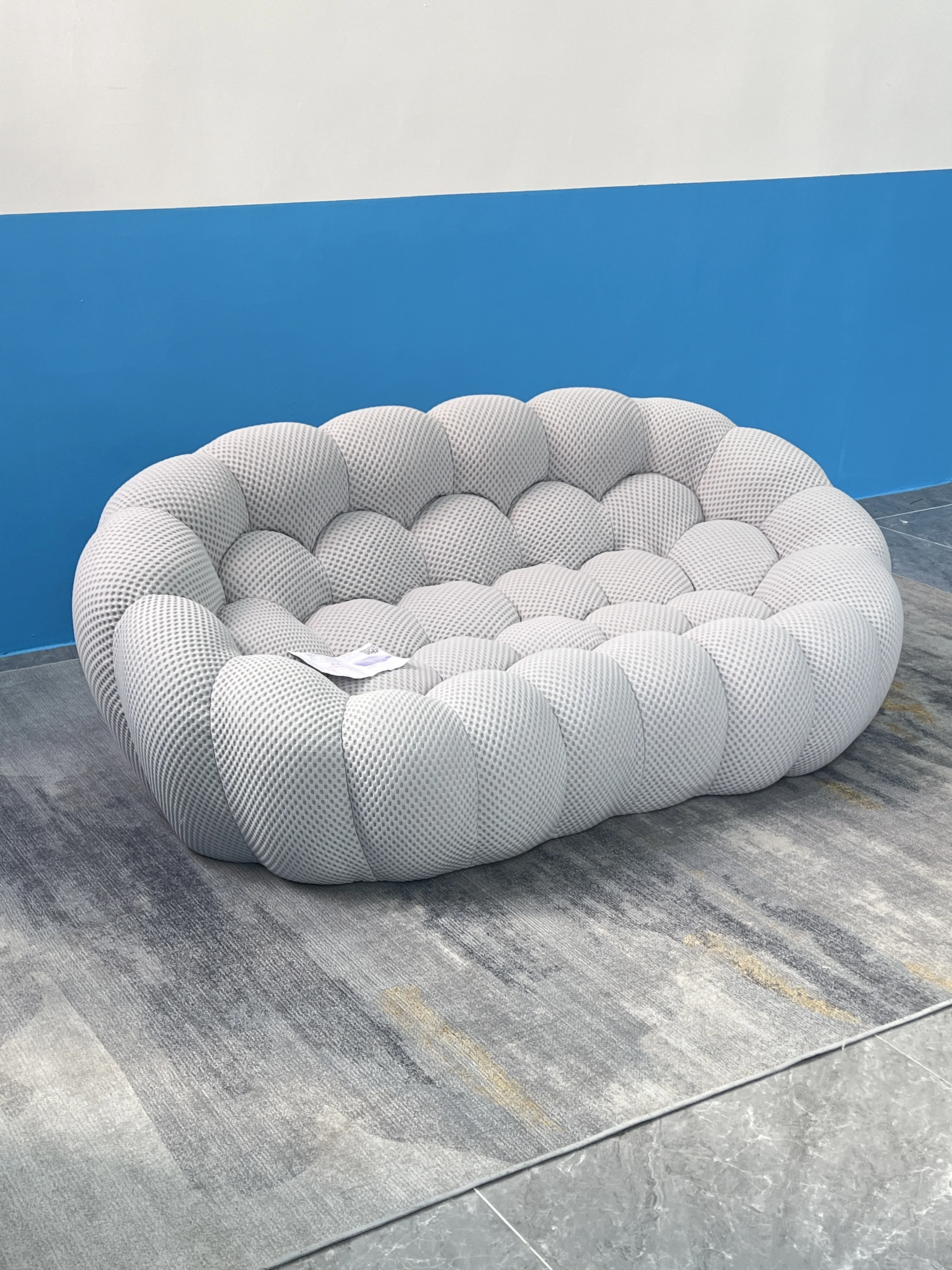 

Vacuum-Sealed Square Mesh Fabric Sofa 2 Seater Modular Sectional Modern Easy Unpack Apartment Basement School Workshop Warehouse