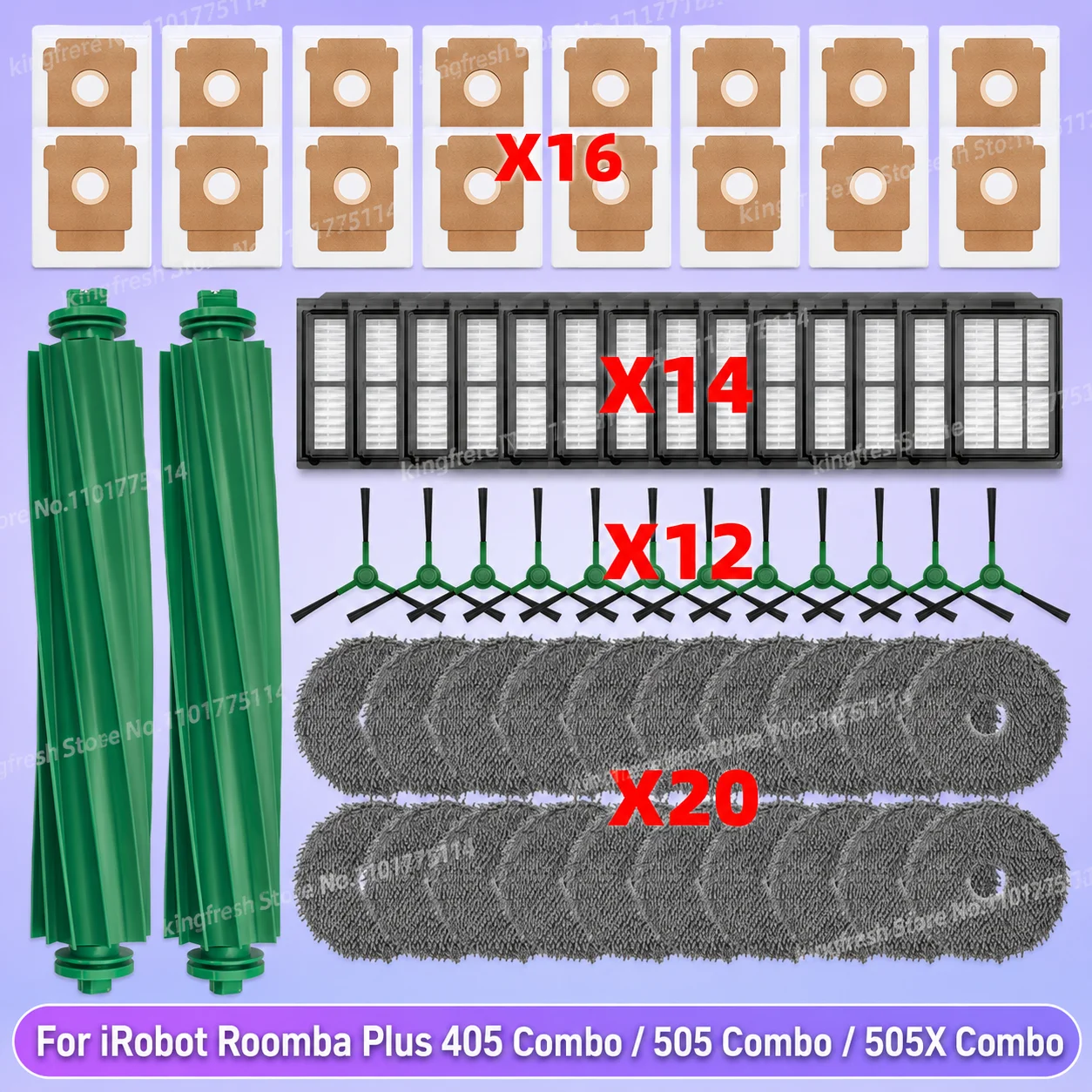 Para iRobot Roomba Plus 405 Combo / 505 Combo / 505X Combo Cepillo Lateral Filtro HEPA Bolsa Trapo Repuestos