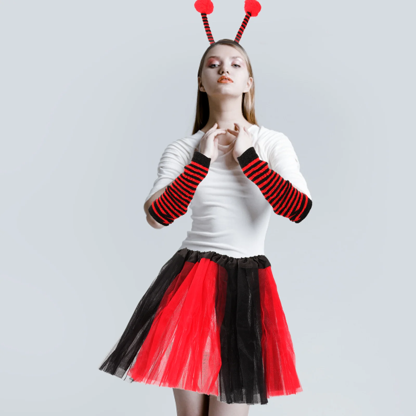 Ladybug Costume Headband Tutu Skirt Stockings Sleeves Bee Wings Adult Insect Outfits Novelty Costume Accessories Props Decor