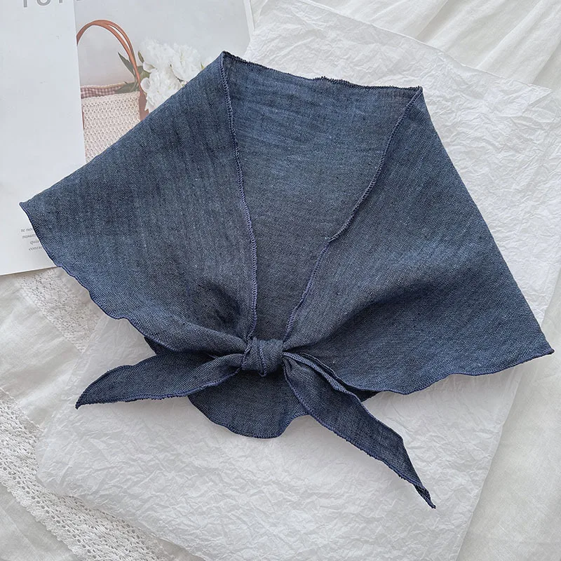

Solid color upgraded version100%linen scarf women, breathable and cooling, versatile, with neat stitching, new