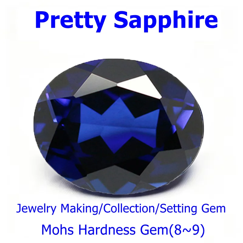 Pretty Blue Sapphire Test Mohs Hardness Gem Oval Faceted Cut for Luxury Jewelry Making/Collection/Setting/Anniversary Gift