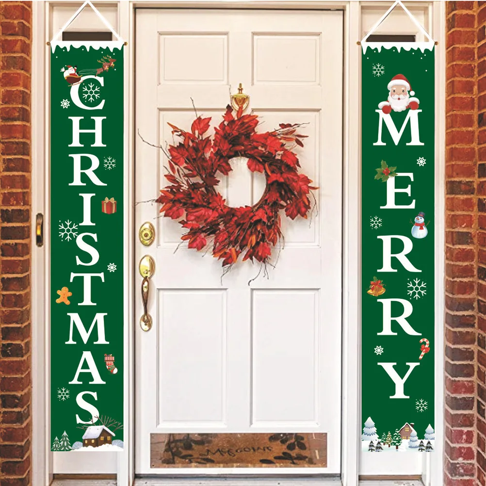 

1Pair Merry Christmas Door Hanging Banners Christmas Door Curtain Decorative Xmas Doorway Decoration Party Home
